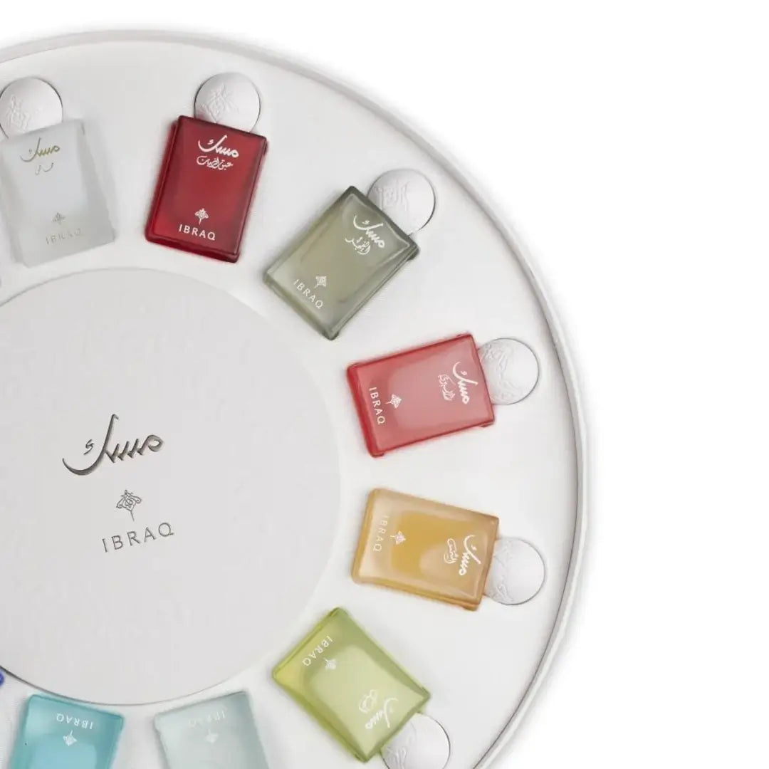 'Musk Box' collection on a white background with 'IBRAQ' branding