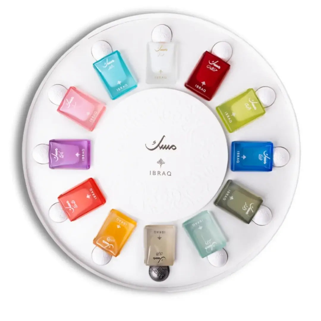 'Musk Box' collection on a white background with 'IBRAQ' branding