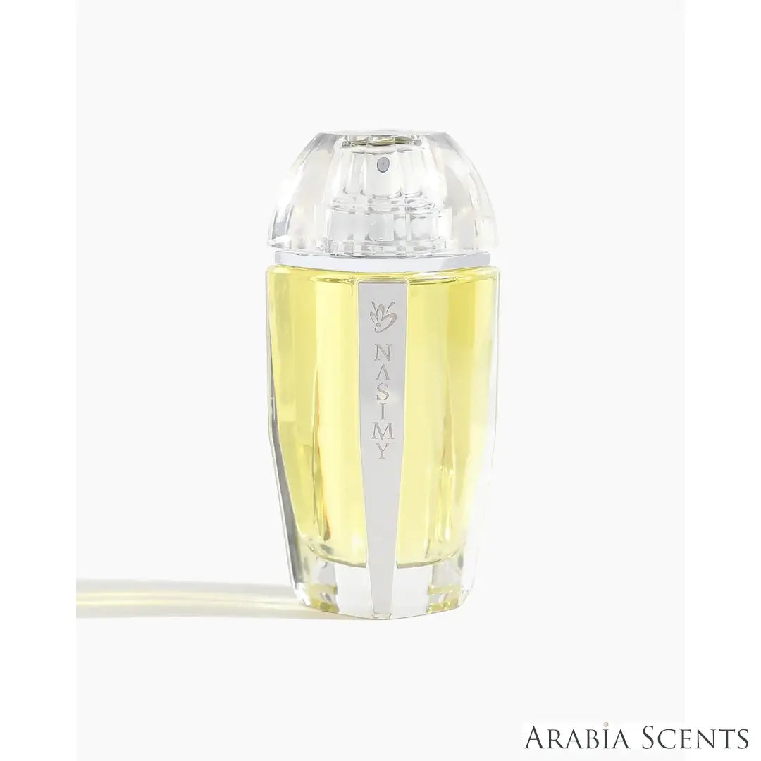 'Nasimy' perfume bottle on a white background with 'Anfasic Dokhoon' branding featured by 'Arabiascents'
