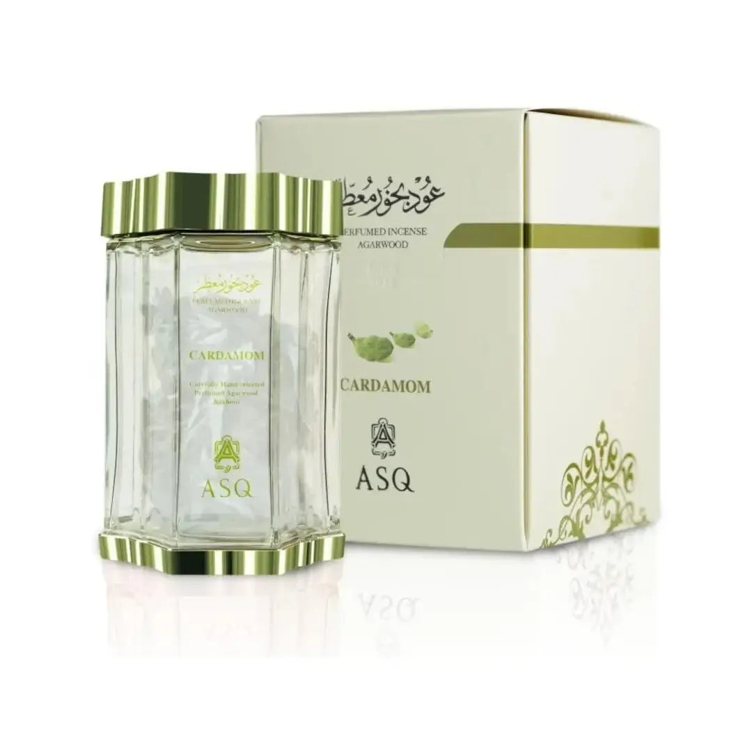 'Agarwood Cardamom' Scented Incense in a white background with 'ASQ' branding