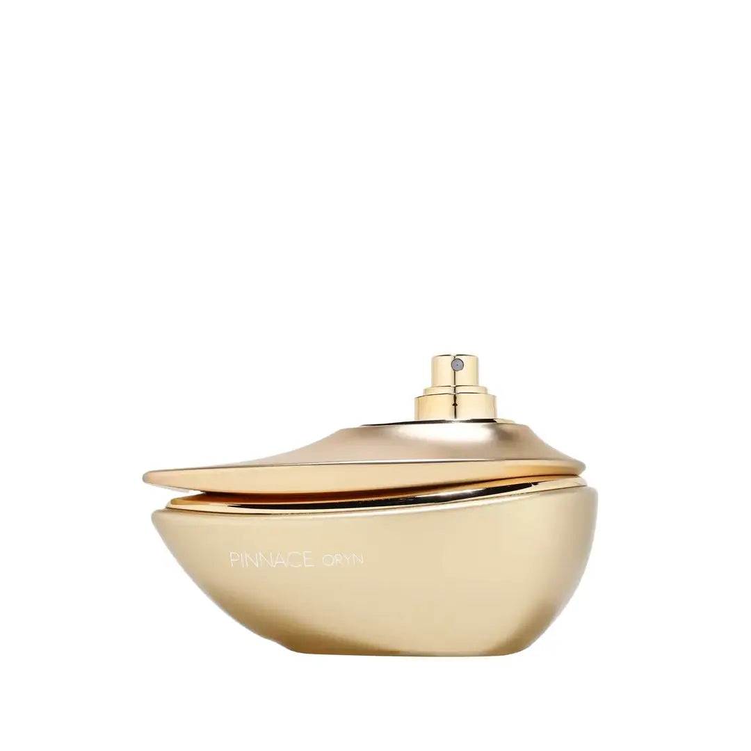 Pinnace Oryn golden perfume bottle on a white background branded French Avenue