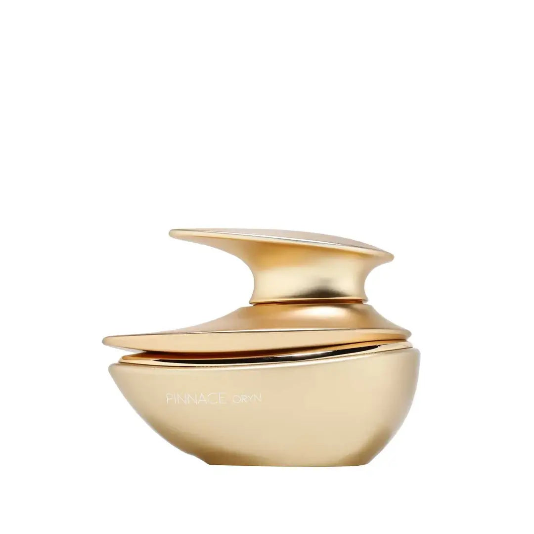 Pinnace Oryn golden perfume bottle on a white background branded French Avenue