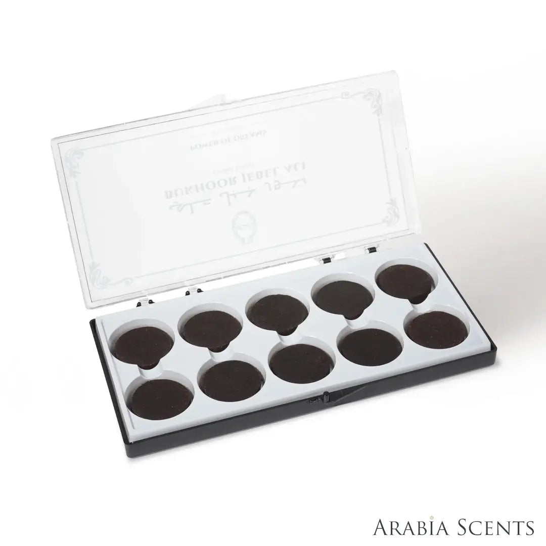 'Power Of Dreams Bukhoor Jebel Ali' incense tablets box on a white background with 'Rasasi' branding featured by 'Arabiascents'