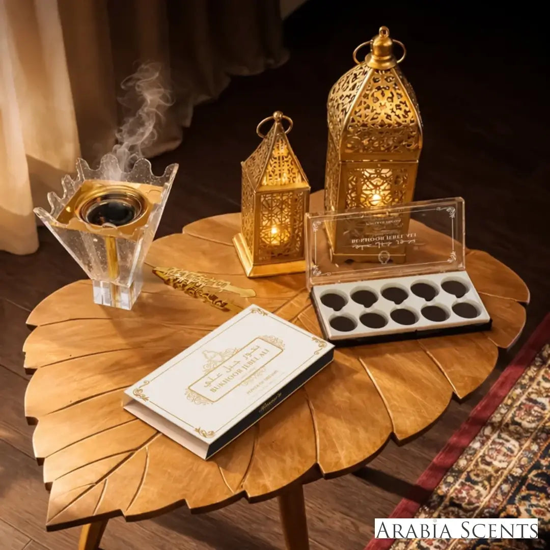 'Power Of Dreams Bukhoor Jebel Ali' incense tablets box & packaging with 'Rasasi' branding featured by 'Arabiascents' 
