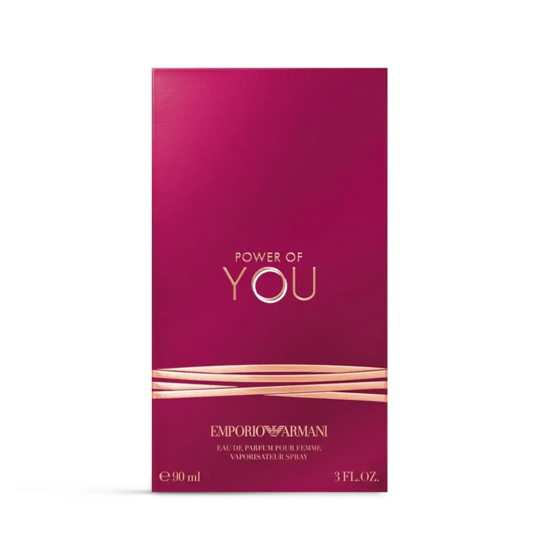 Pink packaging of Emporio Armani 'Power of You' perfume on a white background