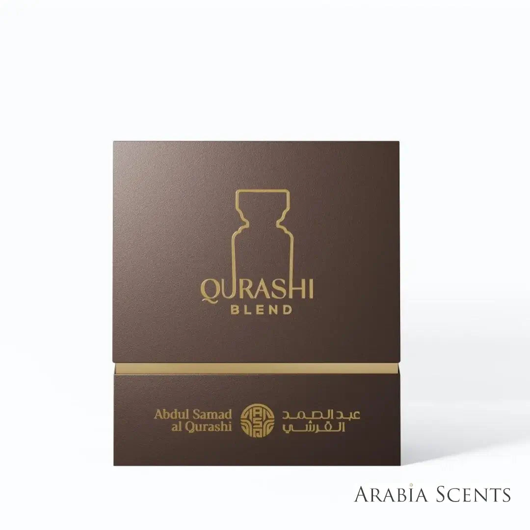 'Qurashi Blend' set packaging on a white background with 'ASQ' branding featured by 'Arabiascents'