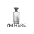 'I'M HERE' Clear perfume bottle with black cap on a white background, featuring the brand Assaf.