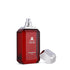 'Remember Me Red' perfume bottle with silver cap on a white background by Atyab Al Sheikh