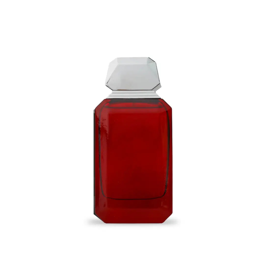 'Remember Me Red' perfume bottle with silver cap on a white background branded Atyab Al Sheikh