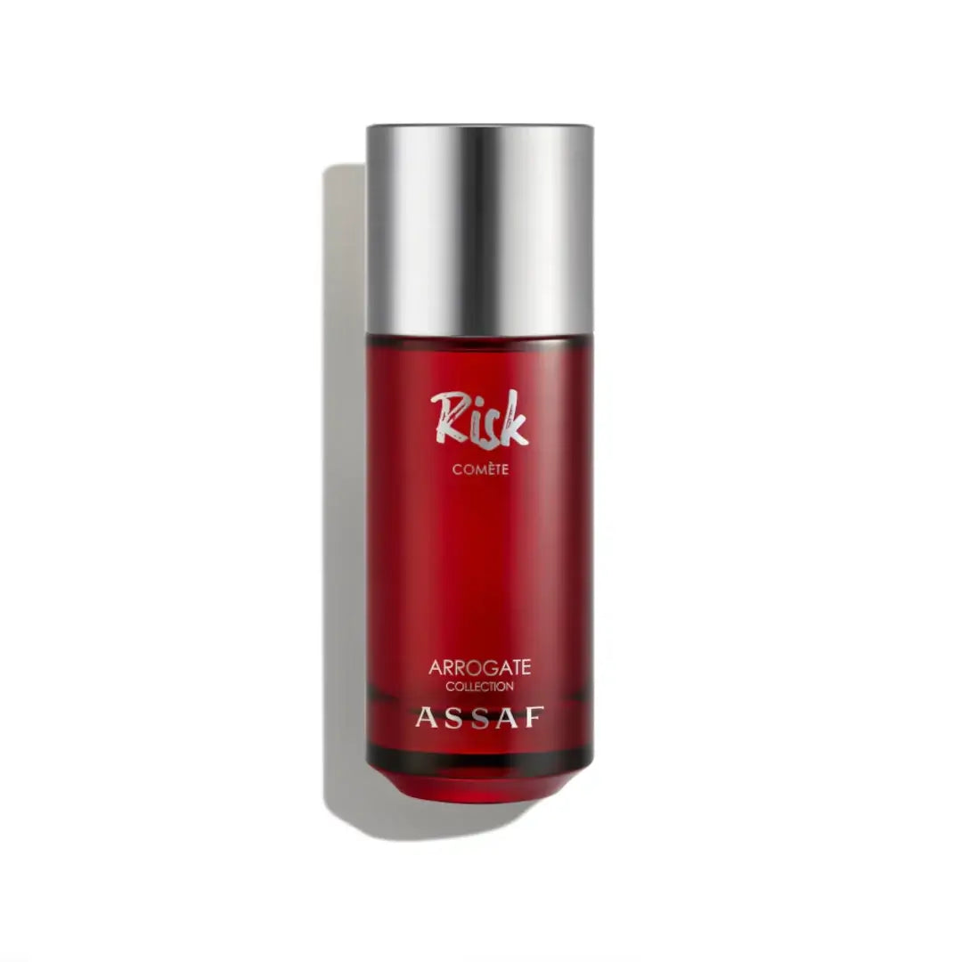 'Risk Comete' perfume bottle on a white background with 'Assaf' branding