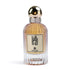 Ronza Perfume bottle with gold cap and clear body on a white background with 7 Perfumes branding