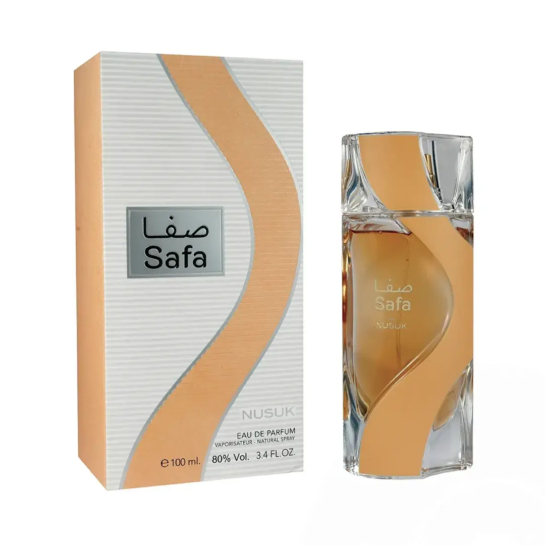 'Safa' perfume bottle & packaging on a white background with 'Riiffs branding