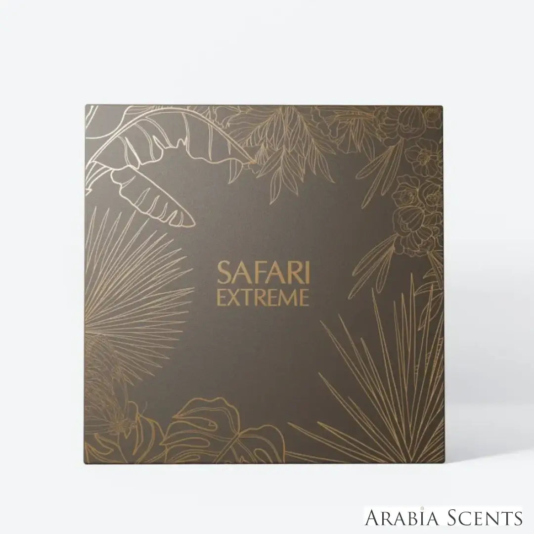 'Safari Extreme' packaging on a white background with 'ASQ' branding featured by 'Arabiascents'