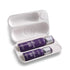 Two purple bottles of Gissah Saffron Silk hair Mist in a white tray on a white background
