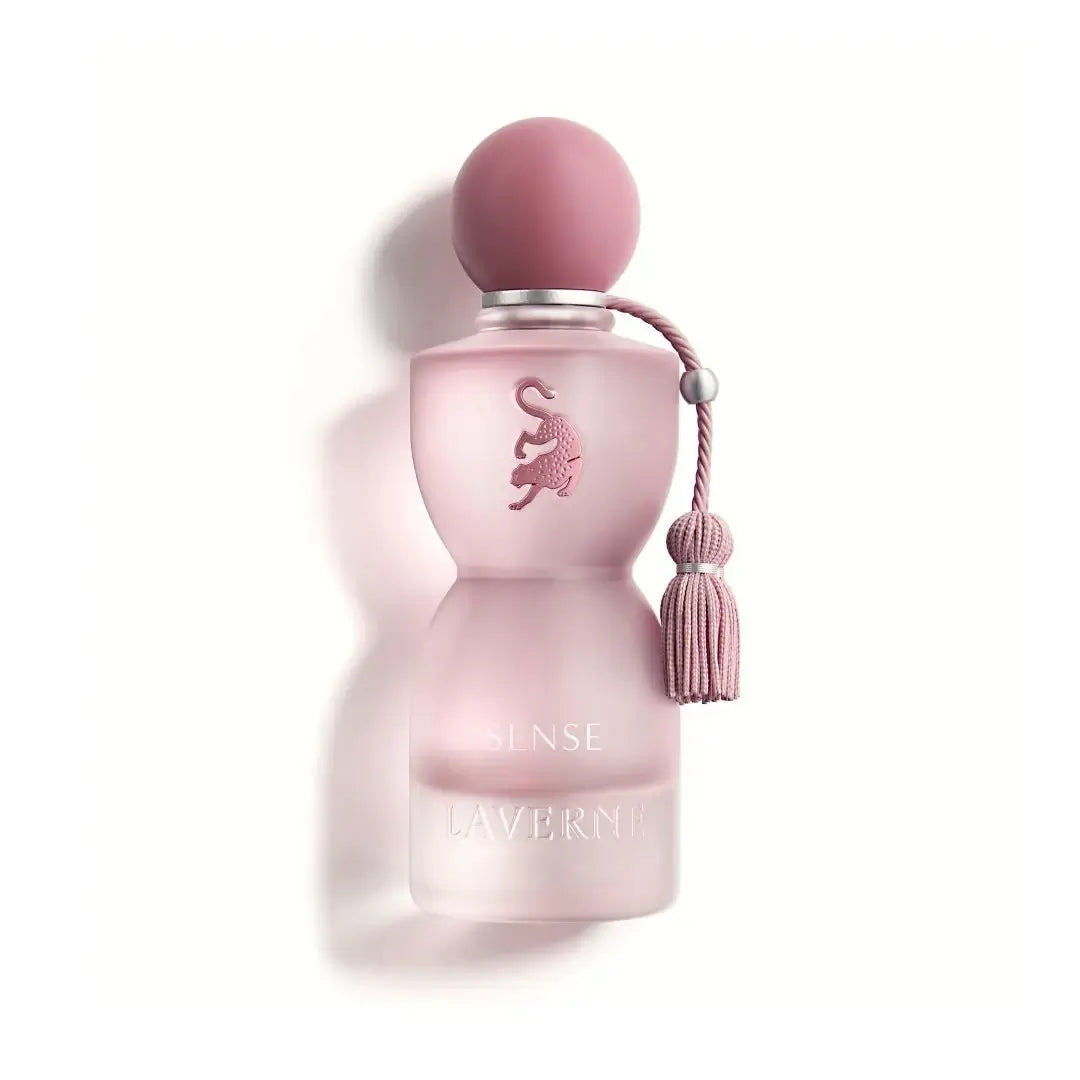 'Sense' perfume bottle in a white background with 'Laverne' branding