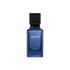 'Serious EDP' Blue perfume bottle with black cap on a white background with Al Majed Oud branding