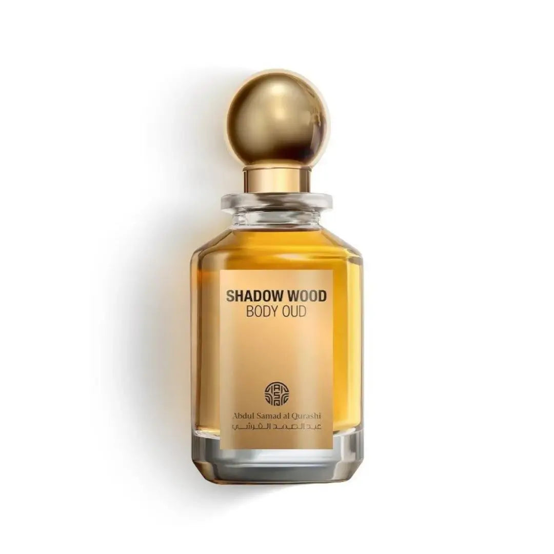 'Shadow Wood Body Oud' perfume bottle in a white background with 'ASQ' branding