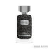 'Signature Silver' Perfume bottle with black and white design on a white background by Dkhoon Emirates featured by 'Arabia Scents' branding.