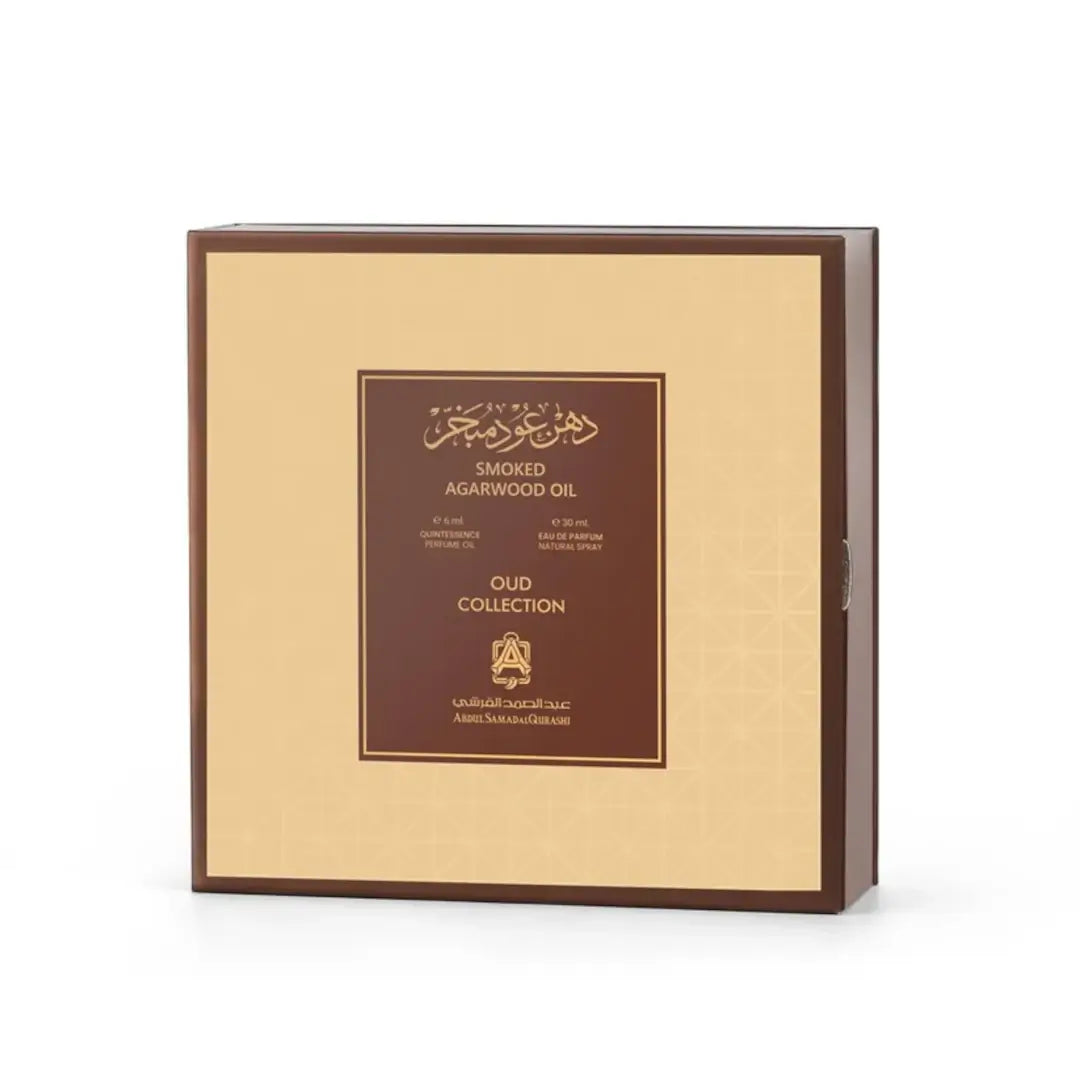 'Smoked Agarwood' set packaging on a white background with 'ASQ' branding