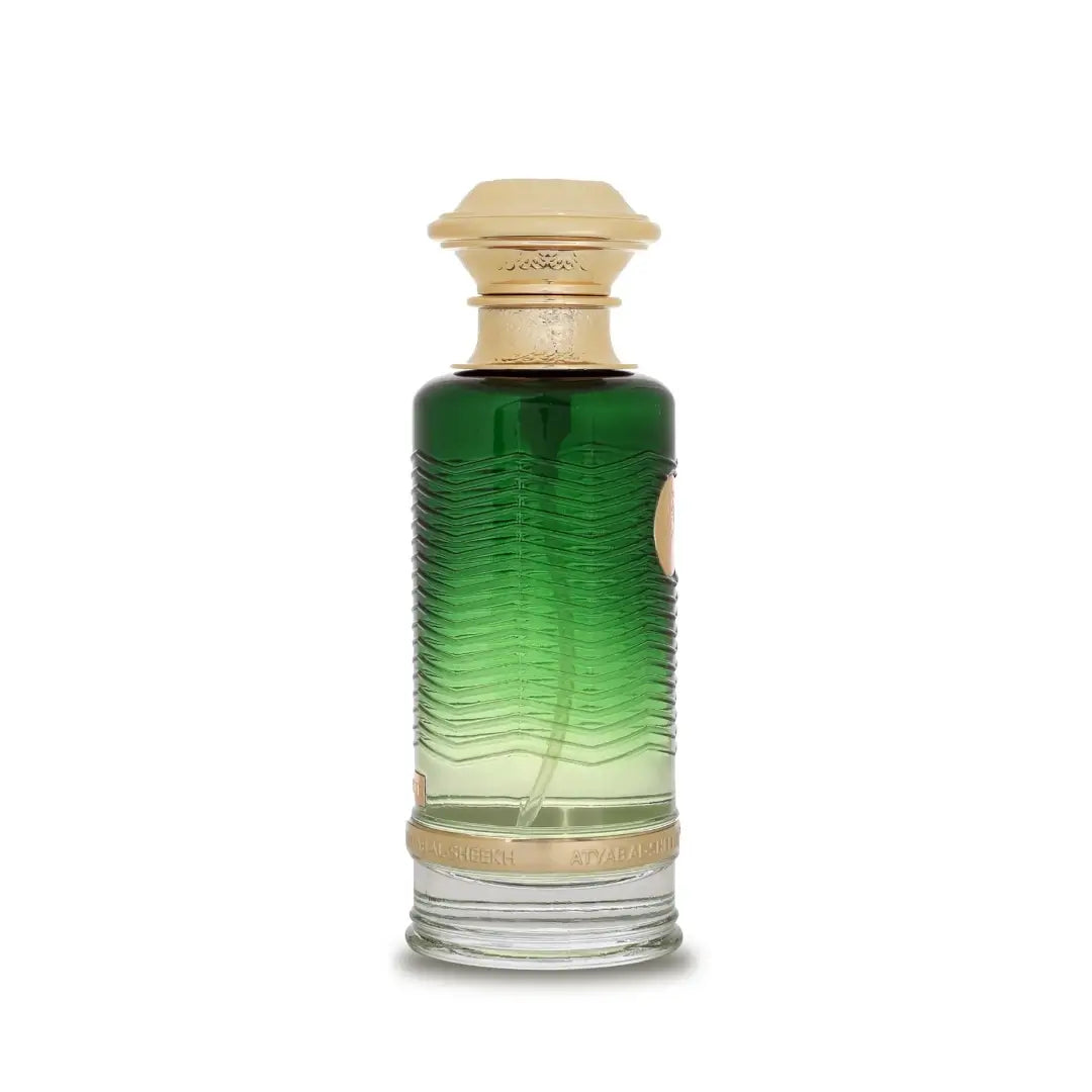 'Sunset' perfume bottle on a white background with 'Atyab Al Sheekh' branding