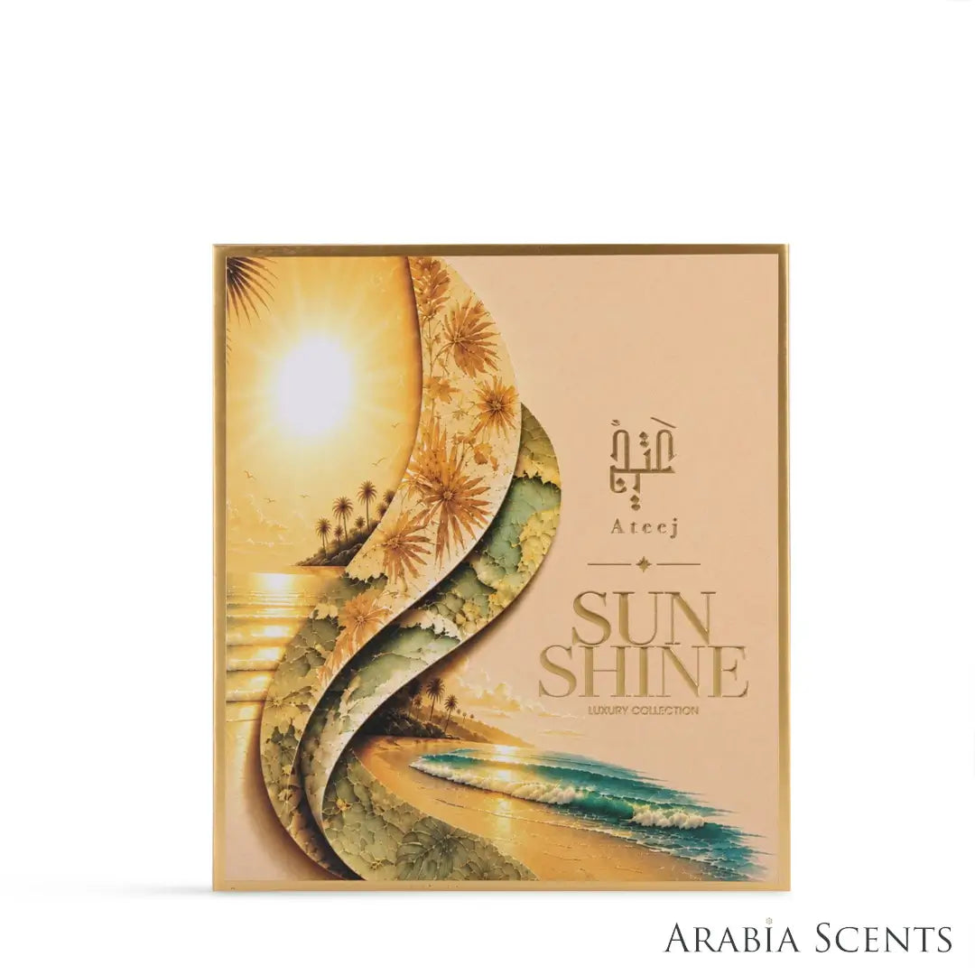 'Sunshine' set packaging on a white background with 'Ateej' branding featured by 'Arabiascents'