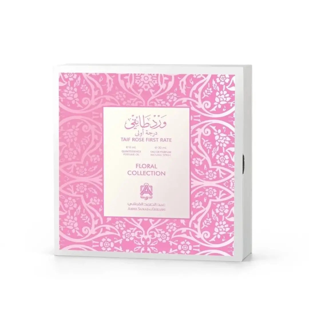 'Taif Rose First Rate' packaging in a white background with 'ASQ' branding