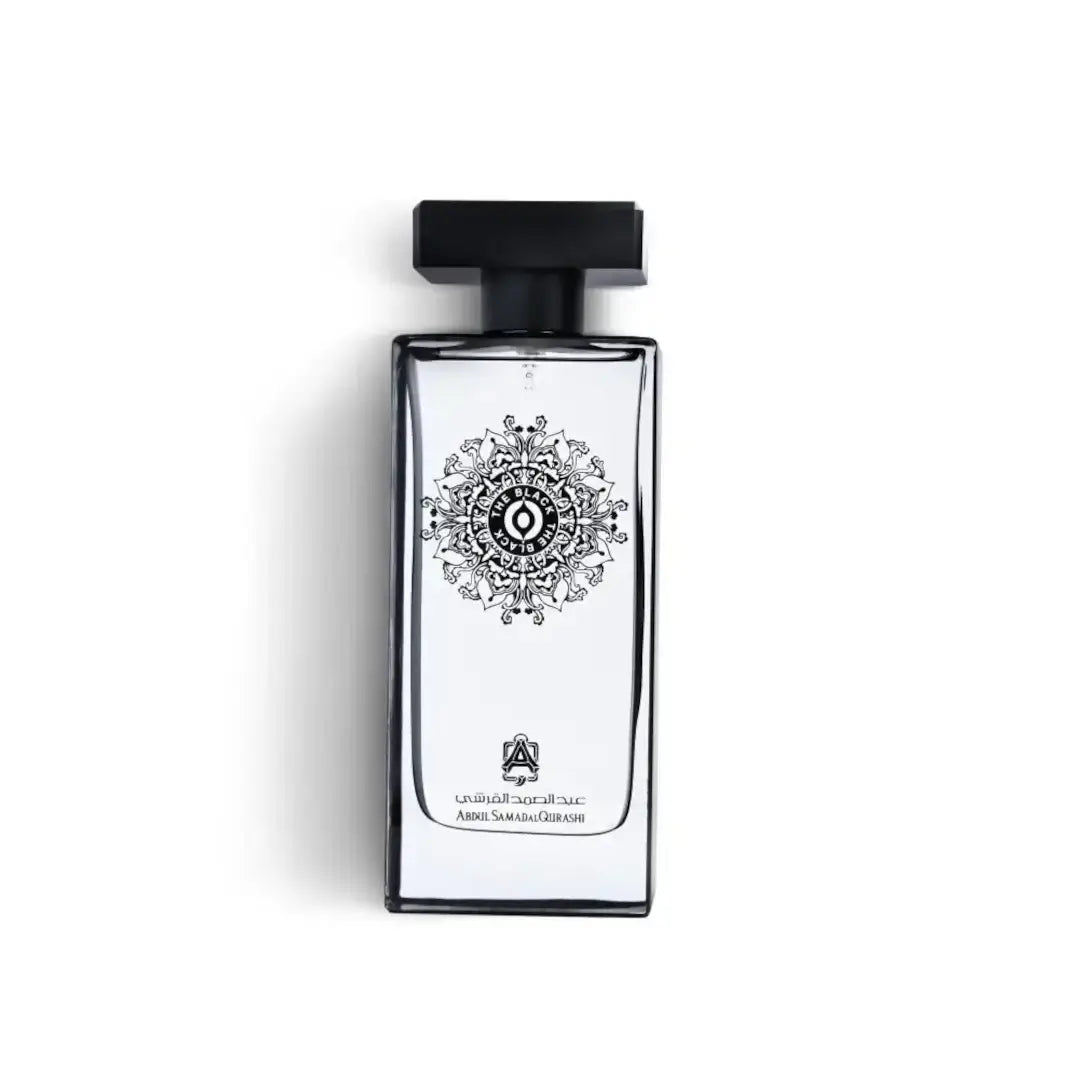 'The Black Perfume' perfume bottle in a white background with 'ASQ' branding