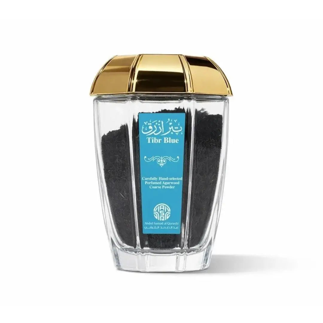 'Tibr Blue' scented incense in a white background with 'ASQ' branding 