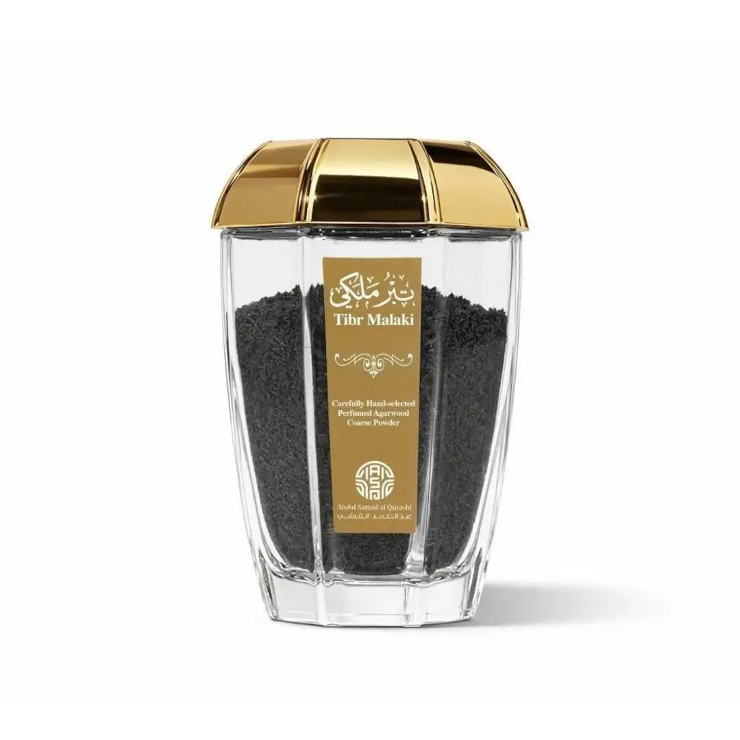 'Tibr Malaki' scented incense in a white background with 'ASQ' branding