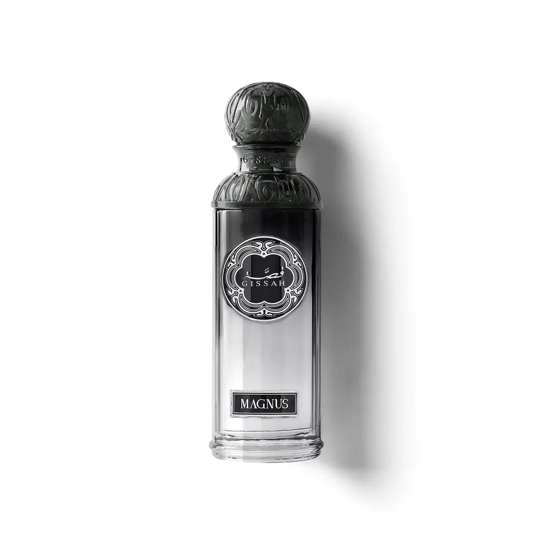 Perfume bottle labeled 'Magnus' from 'Titan Set For Him' on a white background with 'Gissah' branding