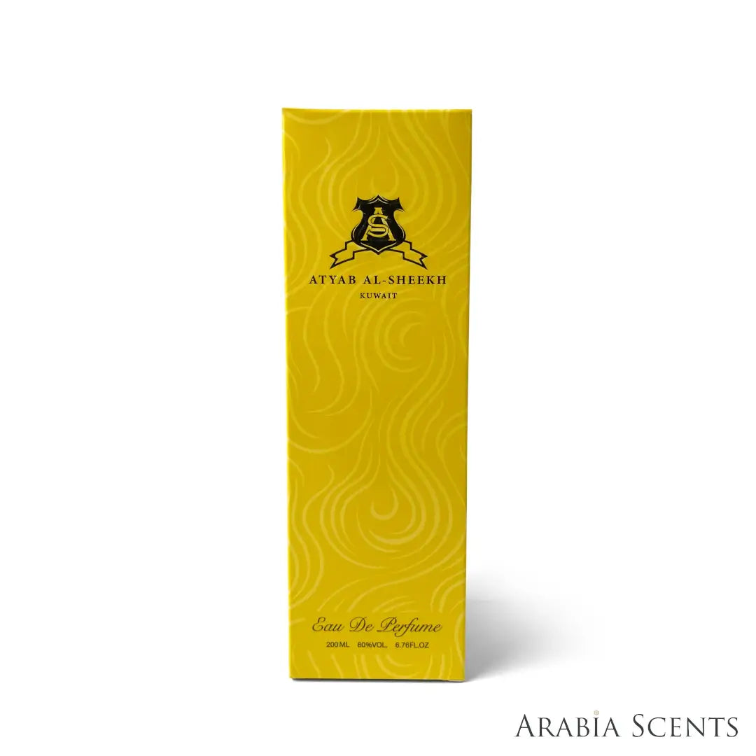 'Trace' perfume packaging on a white background with 'Atyab Al Sheikh' branding featured by 'Arabiascents'