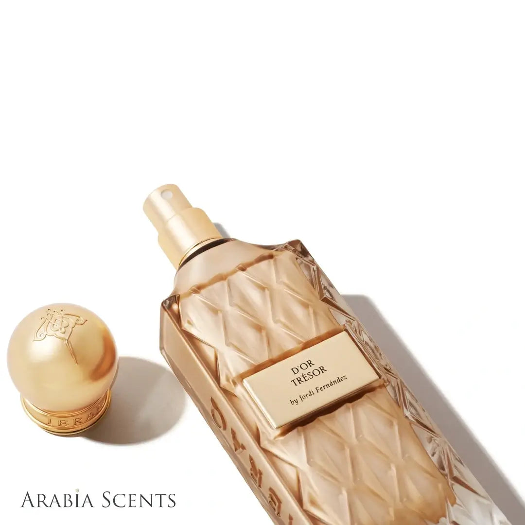Dor Tresor Perfume by IBRAQ cap off on a white background featured on 'ArabiaScents'