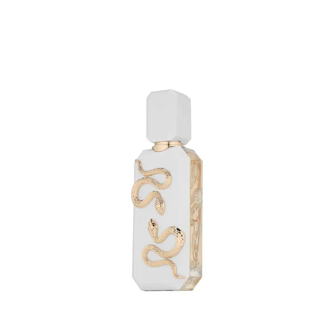 Veneno Bianco White and gold perfume bottle with snake design on a white background by French Avenue
