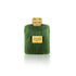 'Vert' Green perfume bottle with gold cap and label on a white background branded Lelas