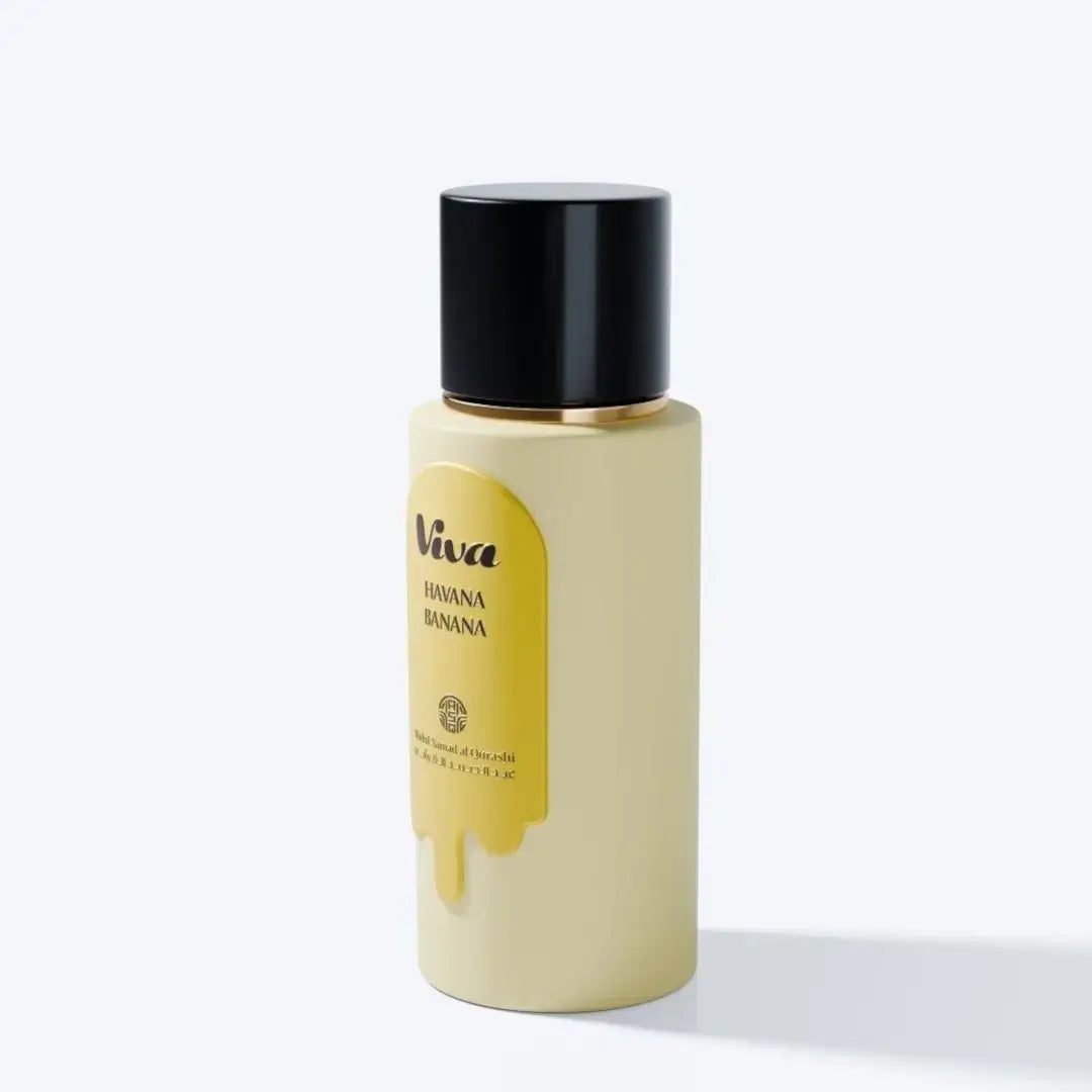 'Viva Havana Banana' perfume bottle in a white background with 'ASQ' branding