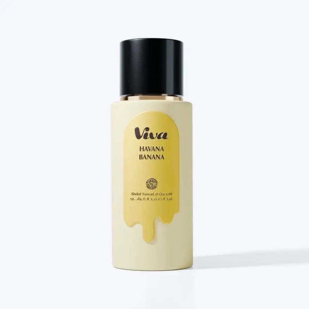 'Viva Havana Banana' perfume bottle in a white background with 'ASQ' branding