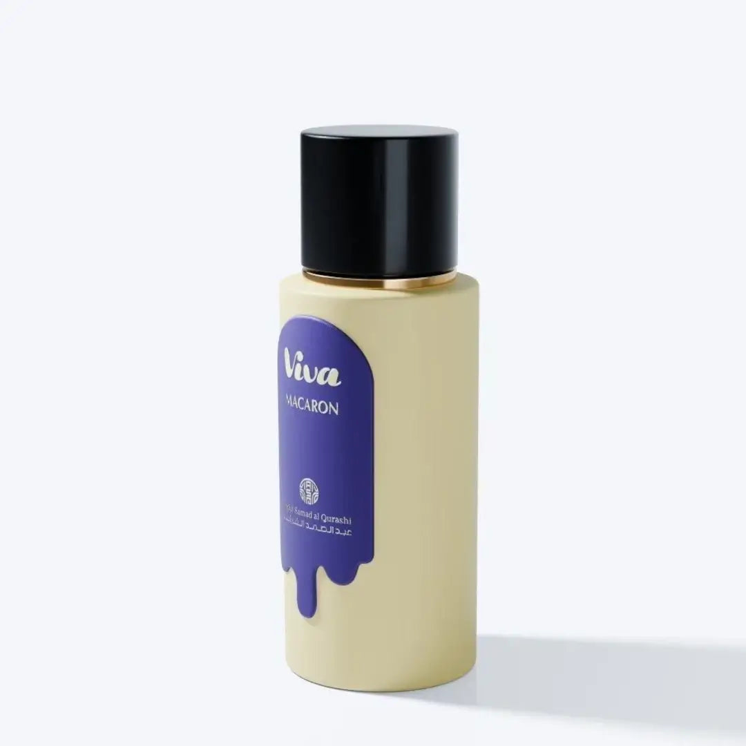 'Viva Macaron' perfume bottle in a white background with 'ASQ' branding