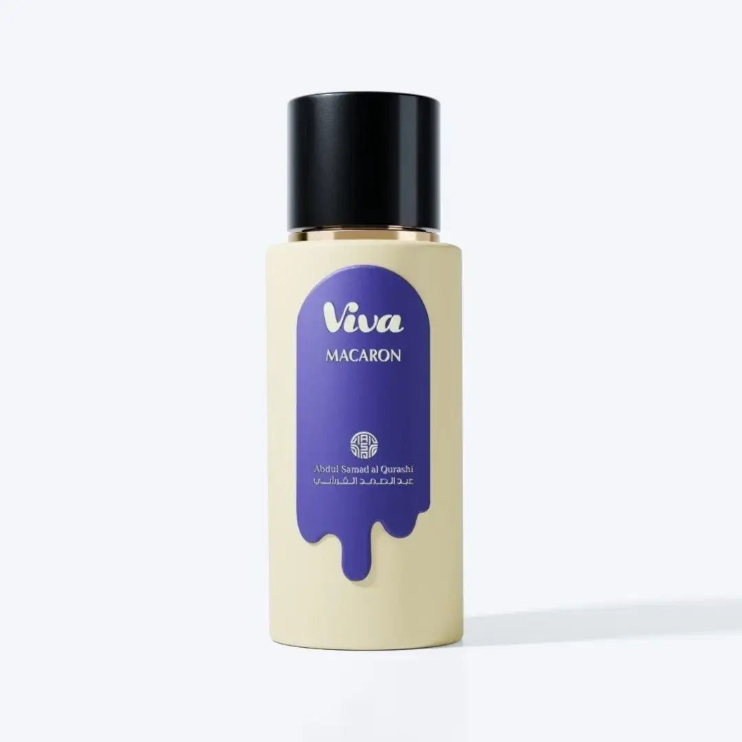 'Viva Macaron' perfume bottle in a white background with 'ASQ' branding