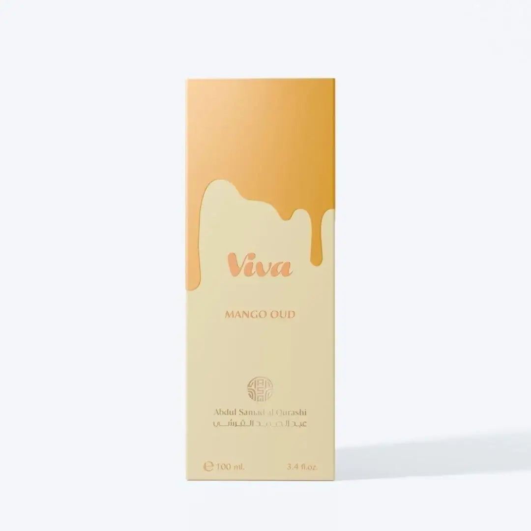 'Viva Mango Oud' packaging in a white background with 'ASQ' branding