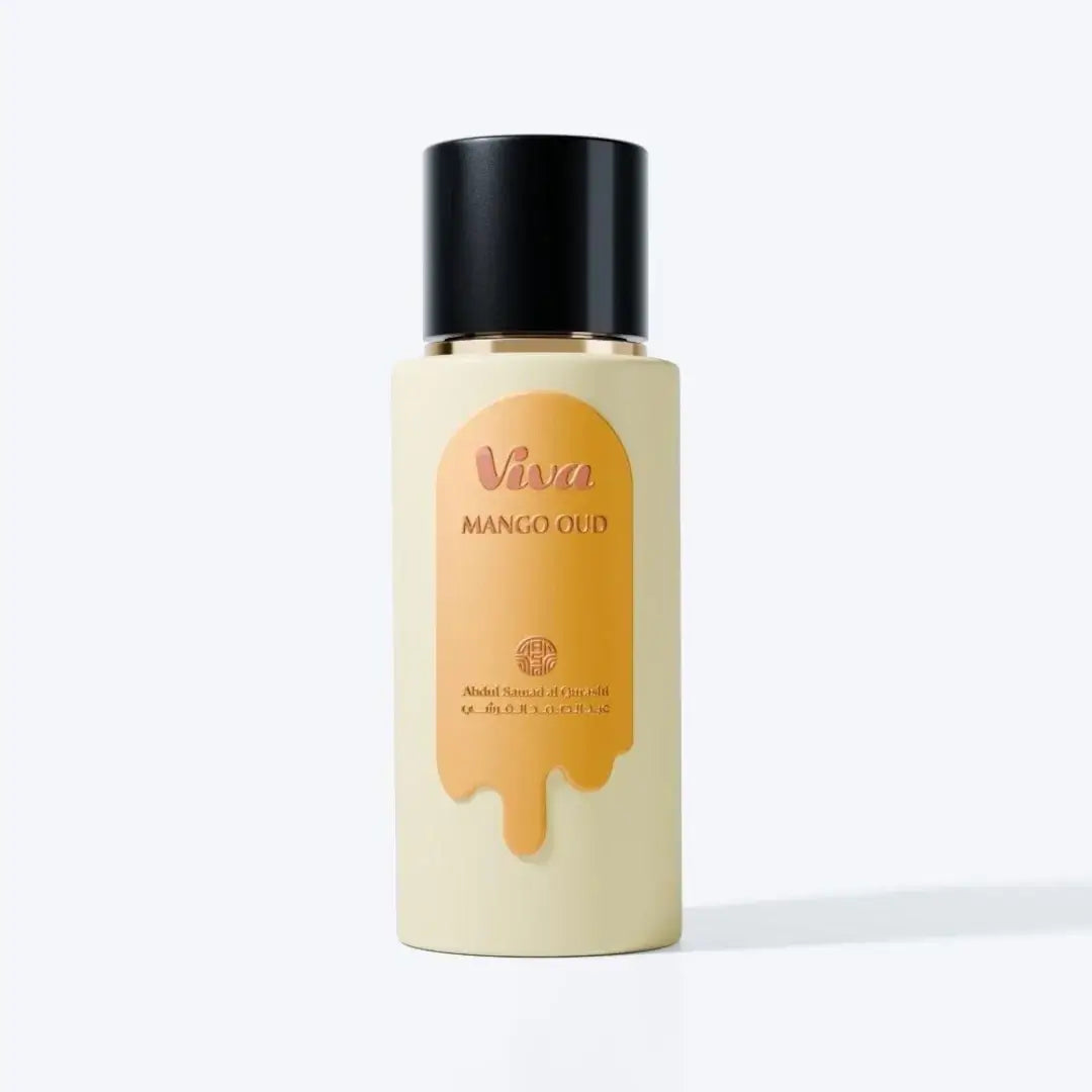 'Viva Mango Oud' perfume bottle in a white background with 'ASQ' branding