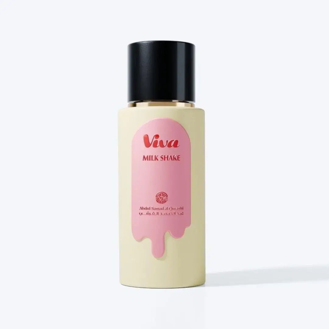 'Viva Milk Shake' perfume bottle in a white background with 'ASQ' branding