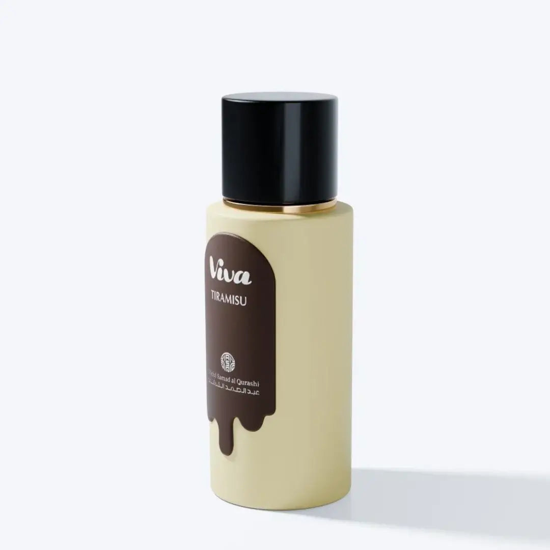 'Viva Tiramisu' perfume bottle in a white background with 'ASQ' branding