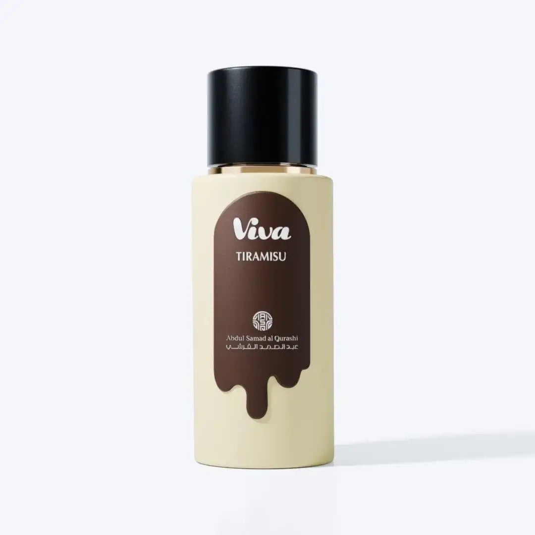 'Viva Tiramisu' perfume bottle in a white background with 'ASQ' branding