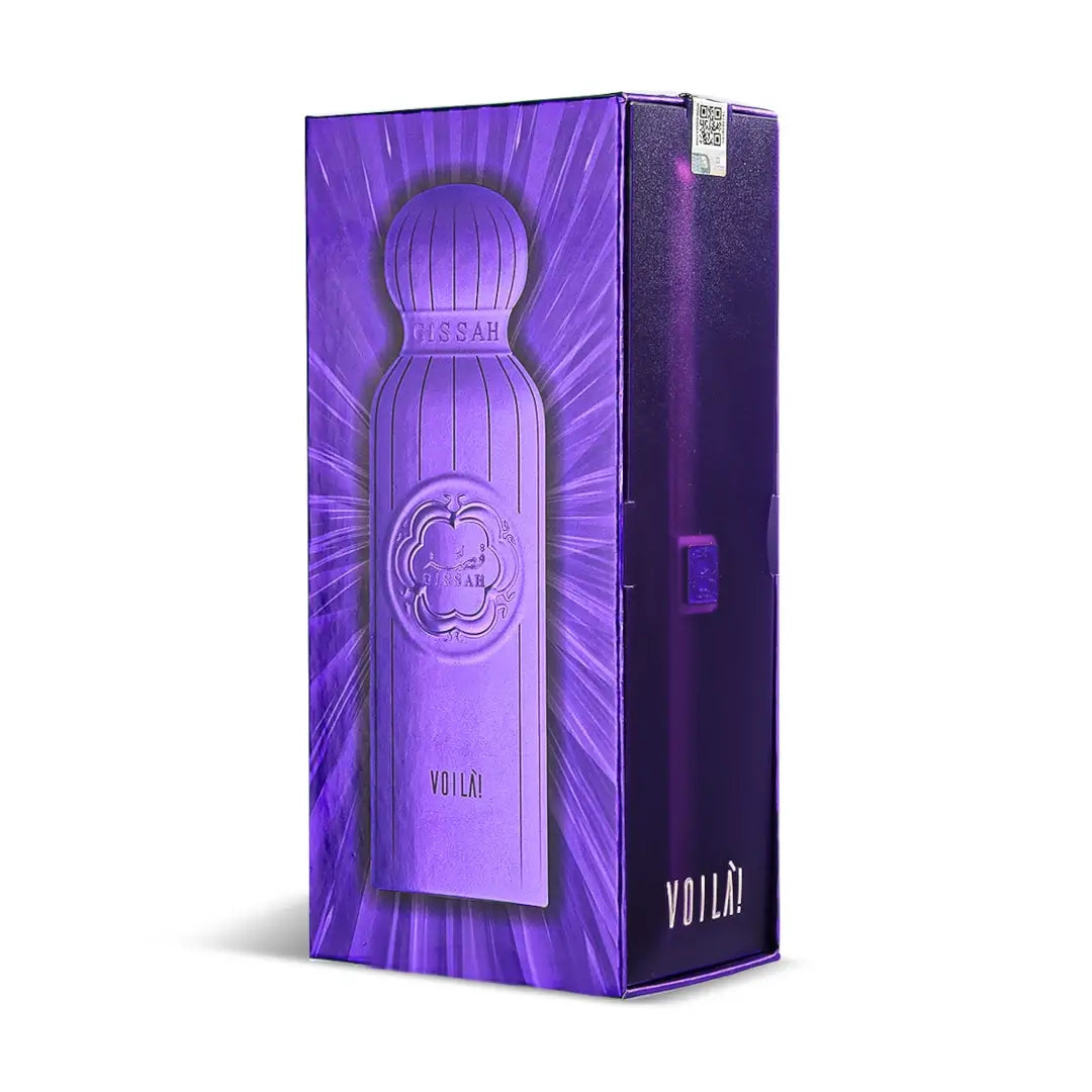 'Voila' perfume packaging on a white background with 'Gissah' branding
