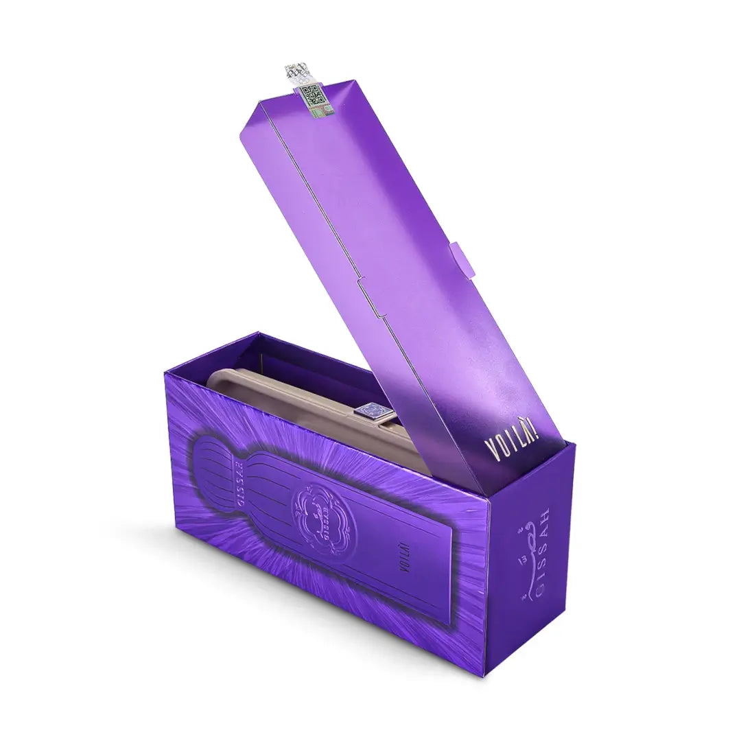 'Voila' perfume packaging on a white background with 'Gissah' branding