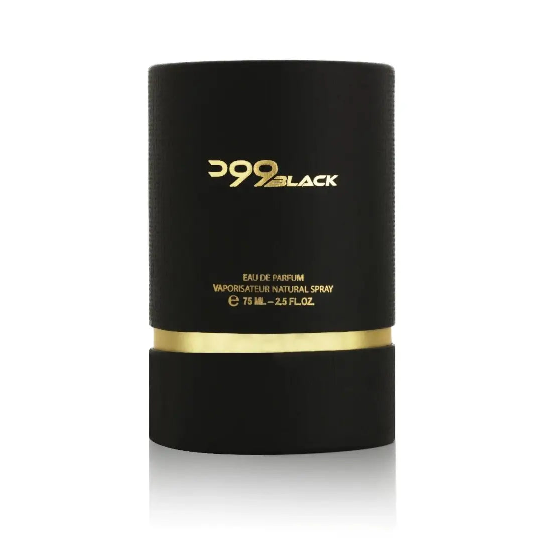 Black and gold perfume bottle labeled 'Wood Black' on a white background branded by Al Majed Oud