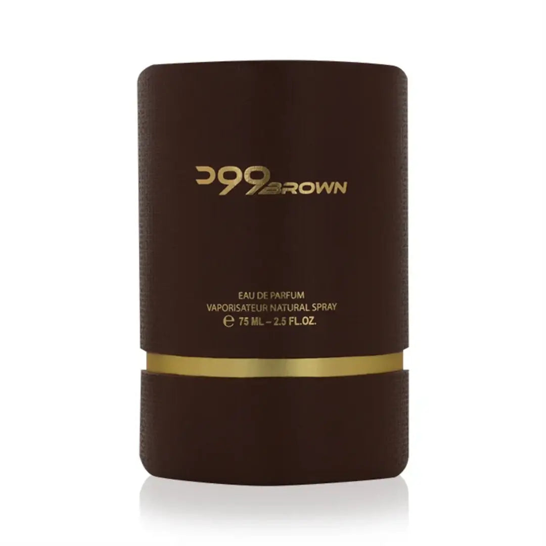 Brown and gold perfume bottle with 'Wood Brown' label on a white background by Al Majed Oud